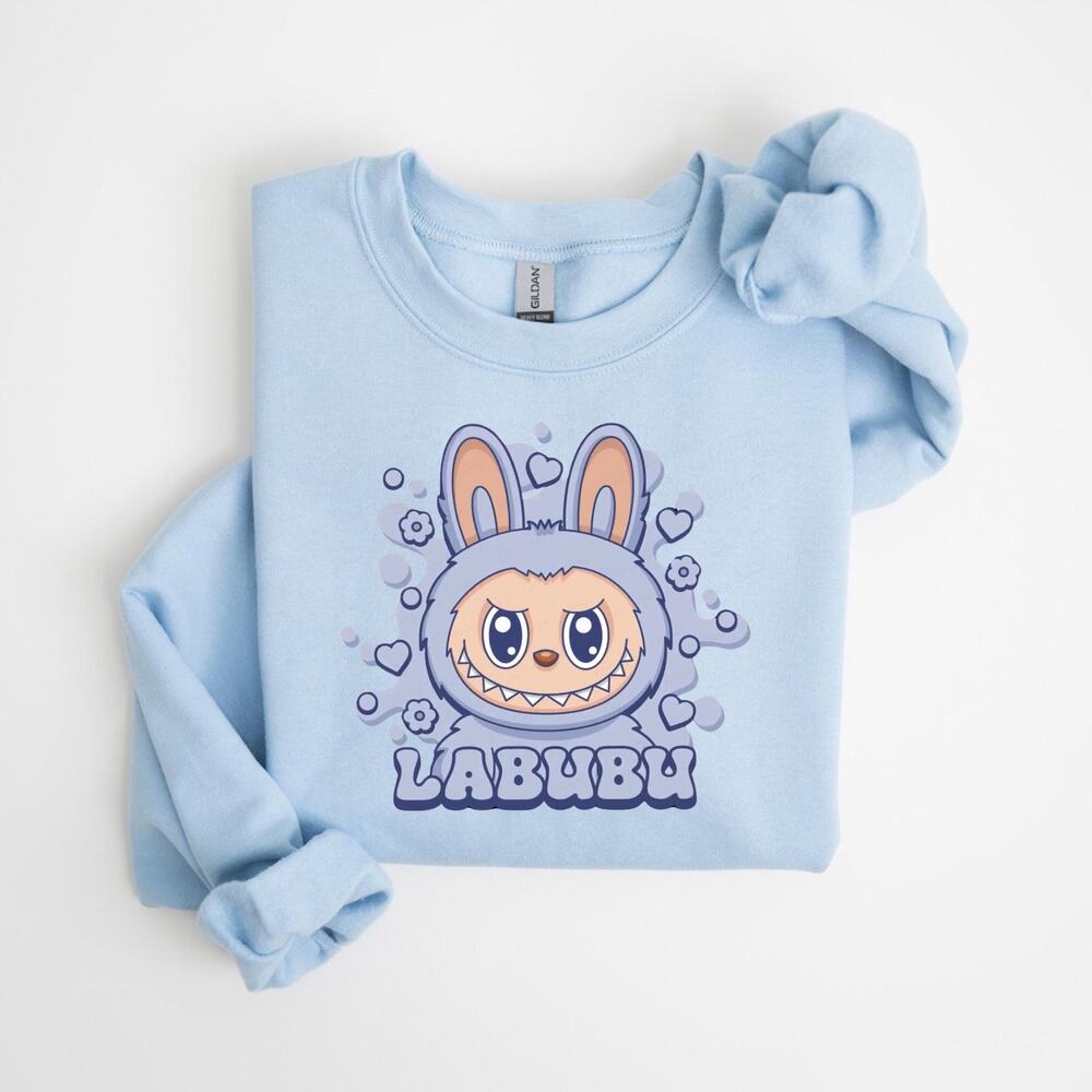 Labubu Sweatshirt - Cute Cartoon Bunny Graphic -  Pullover Unisex Gildan